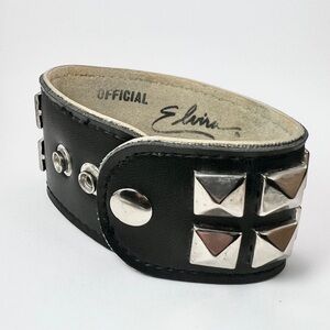 Elvira Mistress of the Dark 1985 Official Vintage Black Leather Studded Bracelet